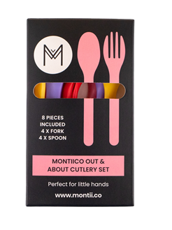 MONTIICO OUT AND ABOUT CUTLERY SET - STRAWBERRY
