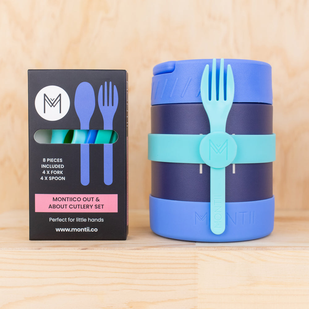 MONTIICO OUT AND ABOUT CUTLERY SET - BLUEBERRY