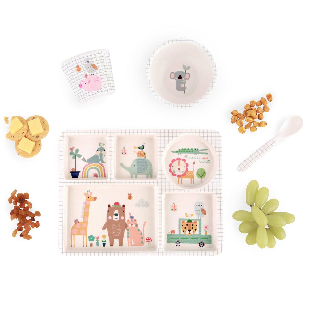 Love Mae divided Plate Set Animal Village