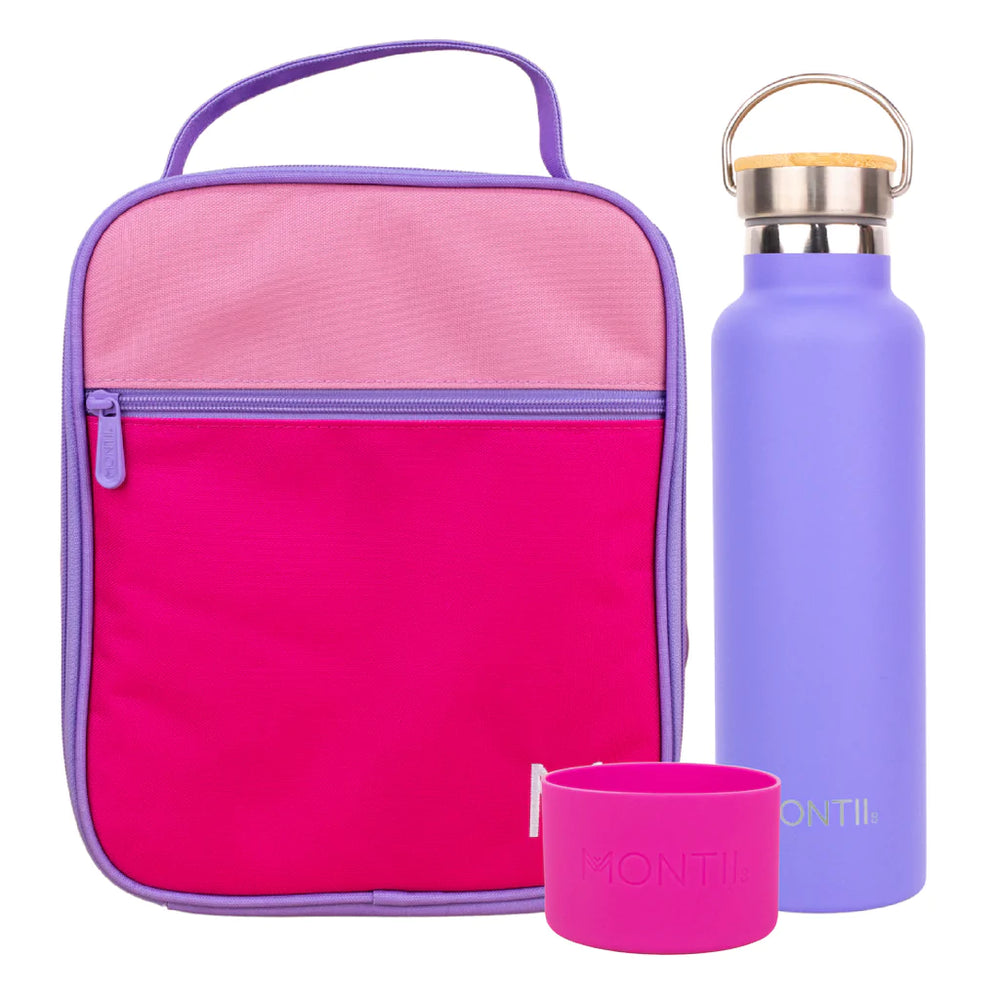 MontiiCo Large Bag & Original Bottle Bundle - Bonus Bumper! - Colour Block Pink - Save 11%